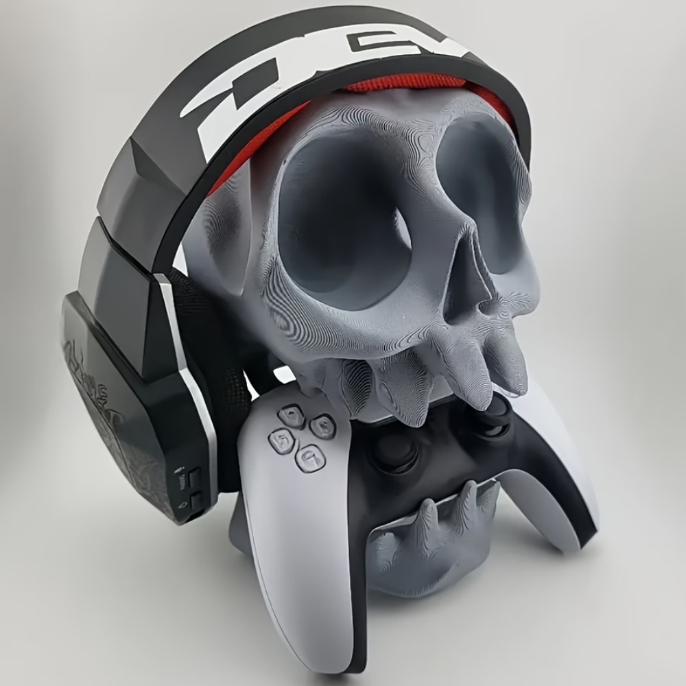 Gaming Accessories Holder - Totenkopf-förmiger Controller-Ständer Kopfhörerhalter 2-in-1 Gaming-Zubehör Gotischer