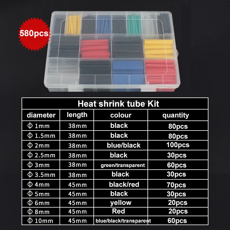 Sleeved Cable Kit - 580 teile/satz wasserdichtes Schrumpf-Antik-Schrumpf rohr sortiertes