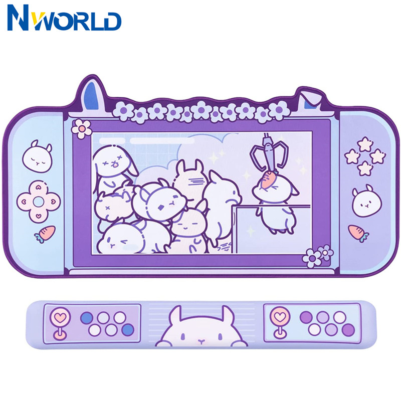 Gaming Accessories Pink - Großes Kawaii-Gaming-Mauspad, süßes Rosa, Lila, Sakura-Häschen,