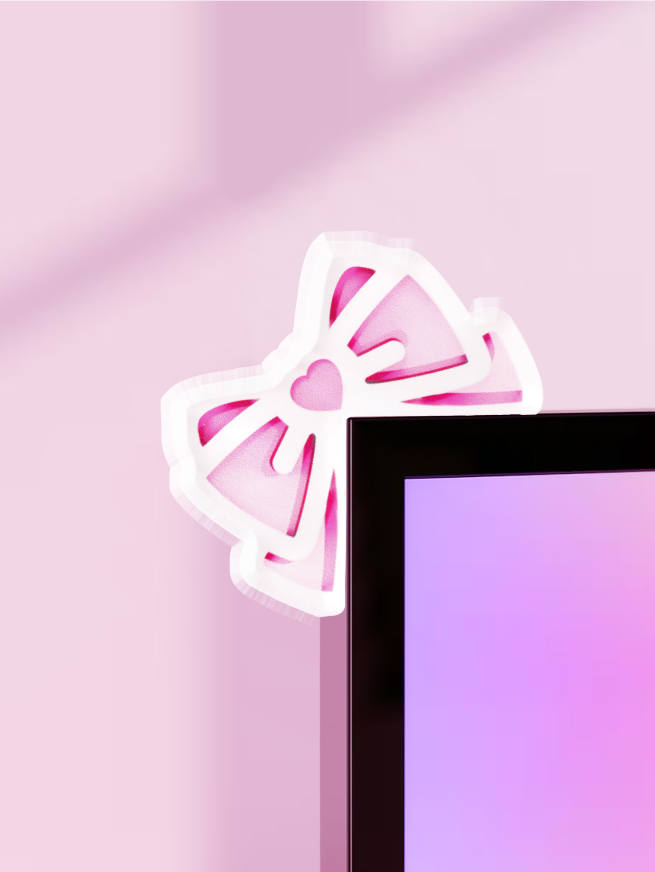 Gaming Accessories Pink - Kawaii Schleifen-Monitor-Dekor, rosa Acryl-Schleife, PC-Zubehör, niedliche