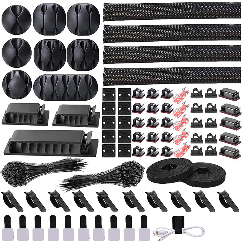 Sleeved Cable Kit - 282/352/367 Stück Kabel-Organizer-Management-Set, Kabelbinder, Hülse, geteilte
